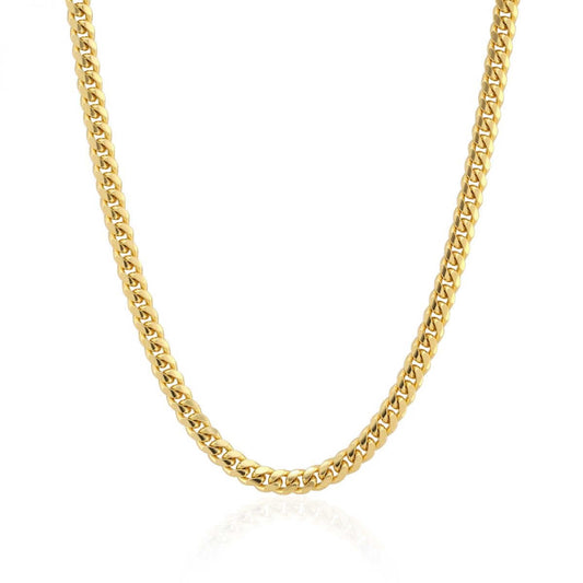14K Yellow Gold 2.5mm Miami Cuban Chain (Solid Links) 16"-26" Lobster Clasp