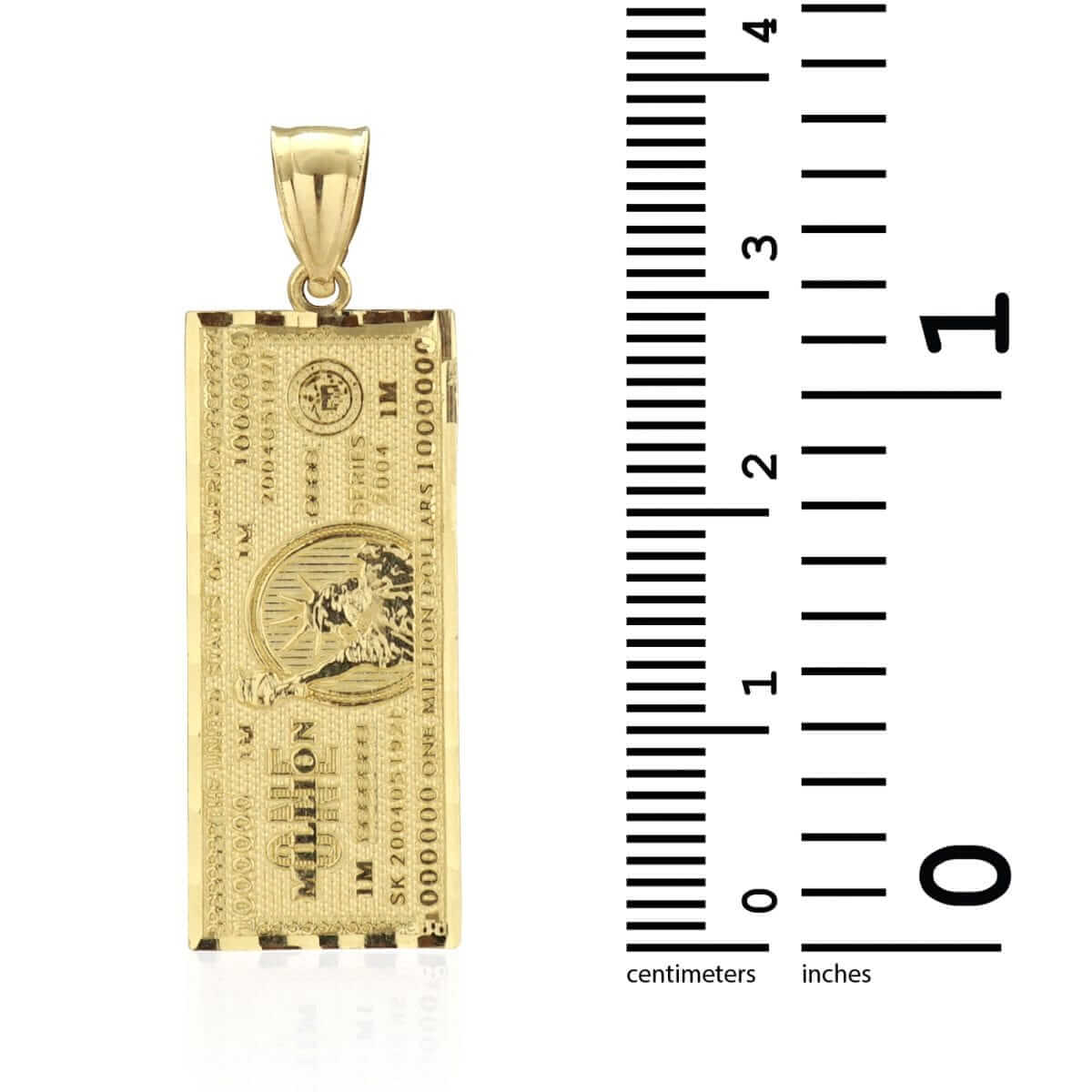 10k Yellow Gold Million Dollar Bill Banknote Money Diamond-Cut Pendant