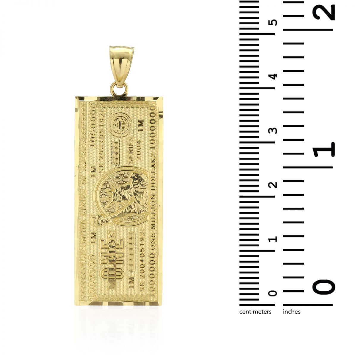 10k Yellow Gold Million Dollar Bill Banknote Money Diamond-Cut Pendant