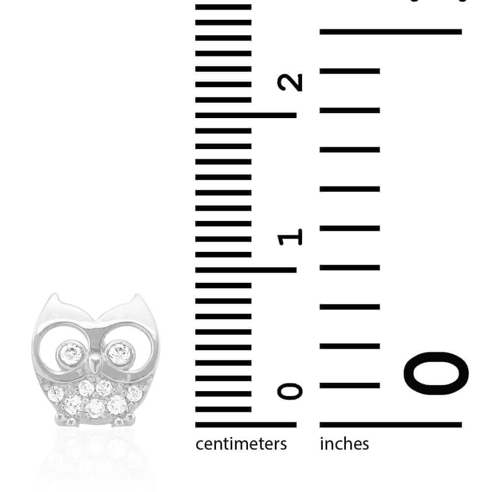 14k Yellow & White Gold Zircon Owl Shaped Screwback Stud Kid Earrings