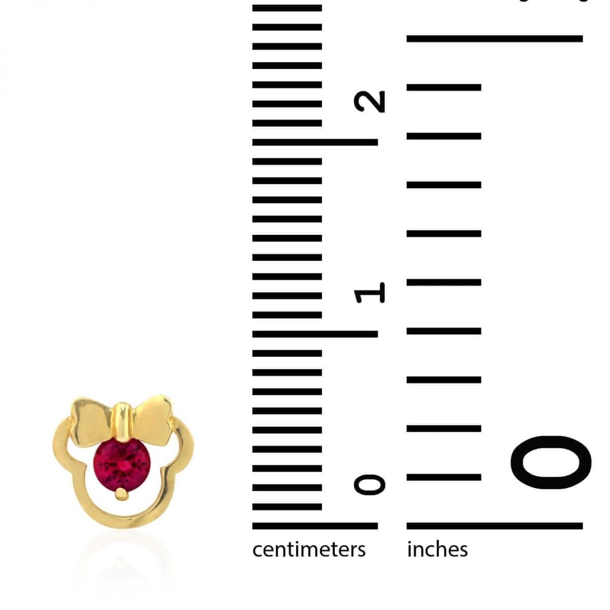 14k Yellow & White Gold Small Gemstone Mouse Head Screwback Stud Kid Earrings