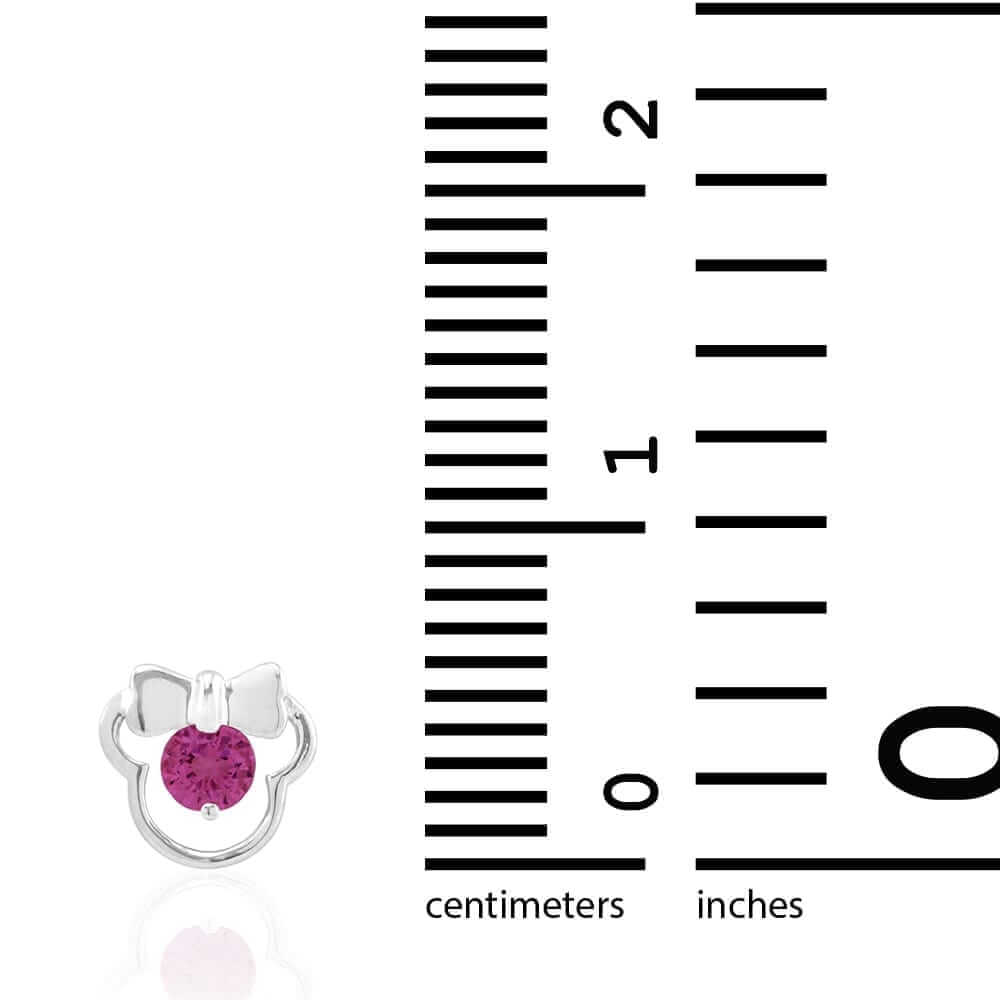 14k Yellow & White Gold Small Gemstone Mouse Head Screwback Stud Kid Earrings