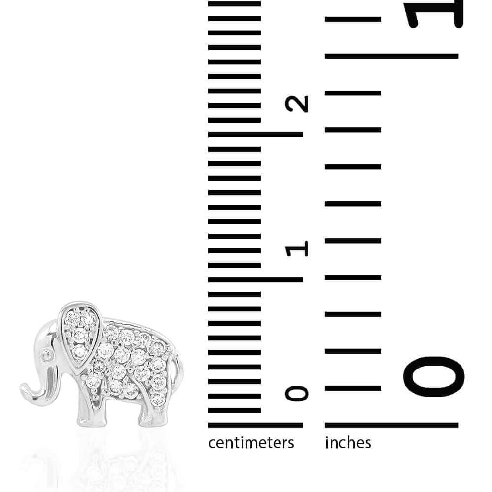Kids 14K Yellow Gold White Gemstone Elephant Screwback Stud Earrings