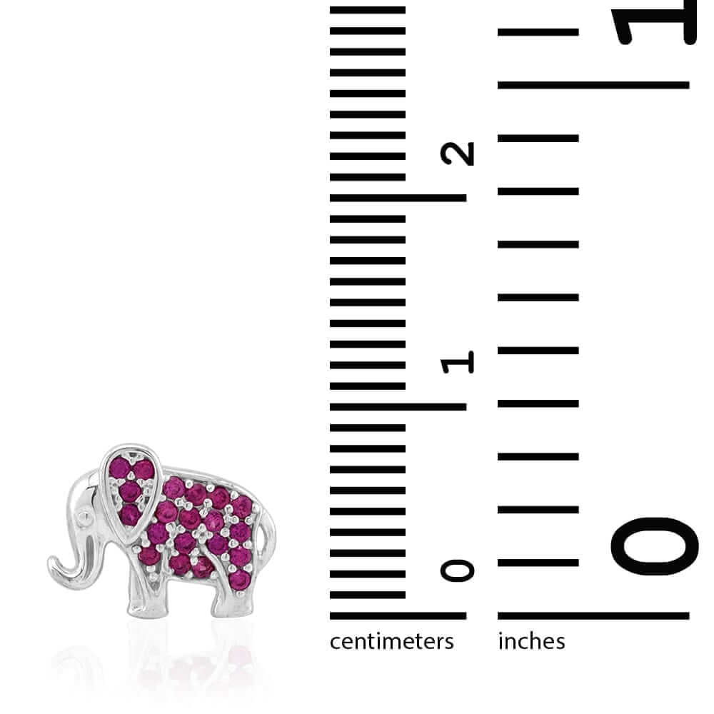 Kids 14K Yellow Gold White Gemstone Elephant Screwback Stud Earrings