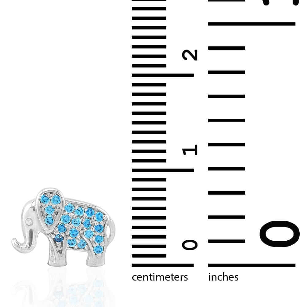 Kids 14K Yellow Gold White Gemstone Elephant Screwback Stud Earrings