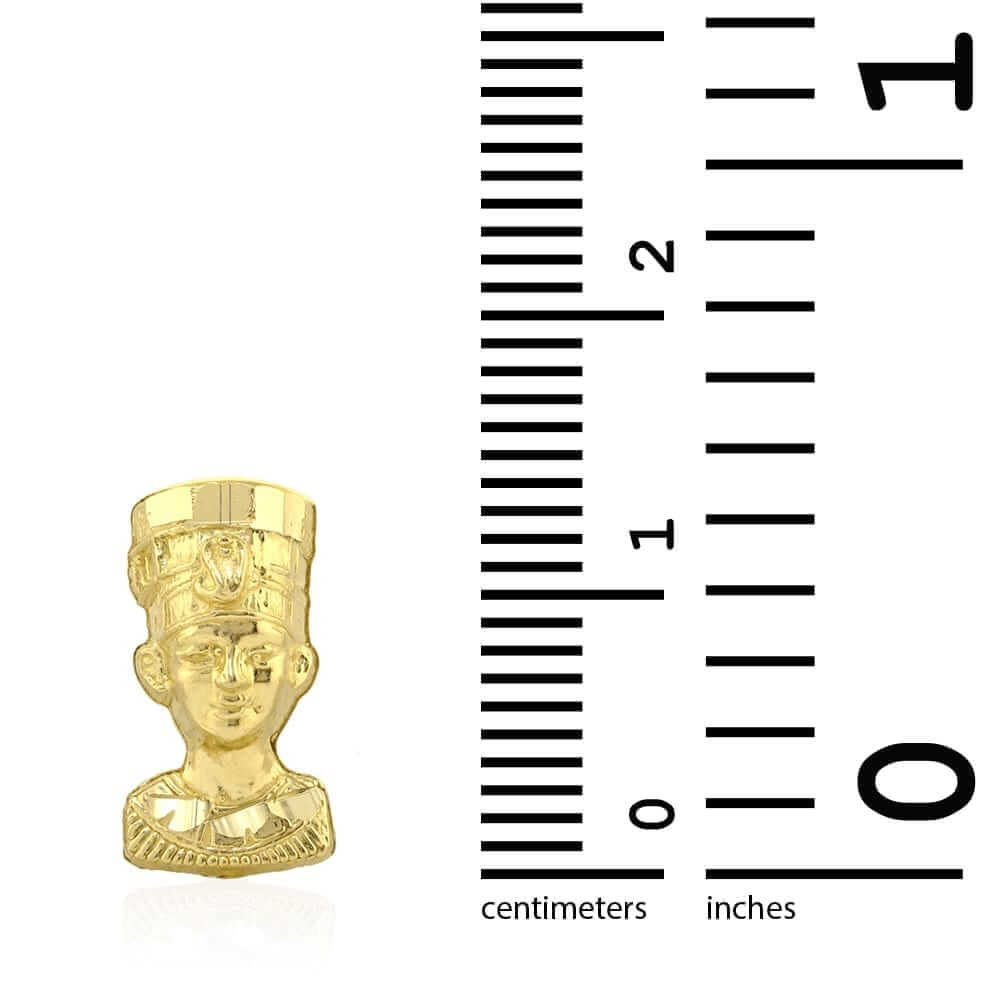 10k Yellow Gold Diamond-Cut Textured Nefertiti Head Pushback Stud Earrings