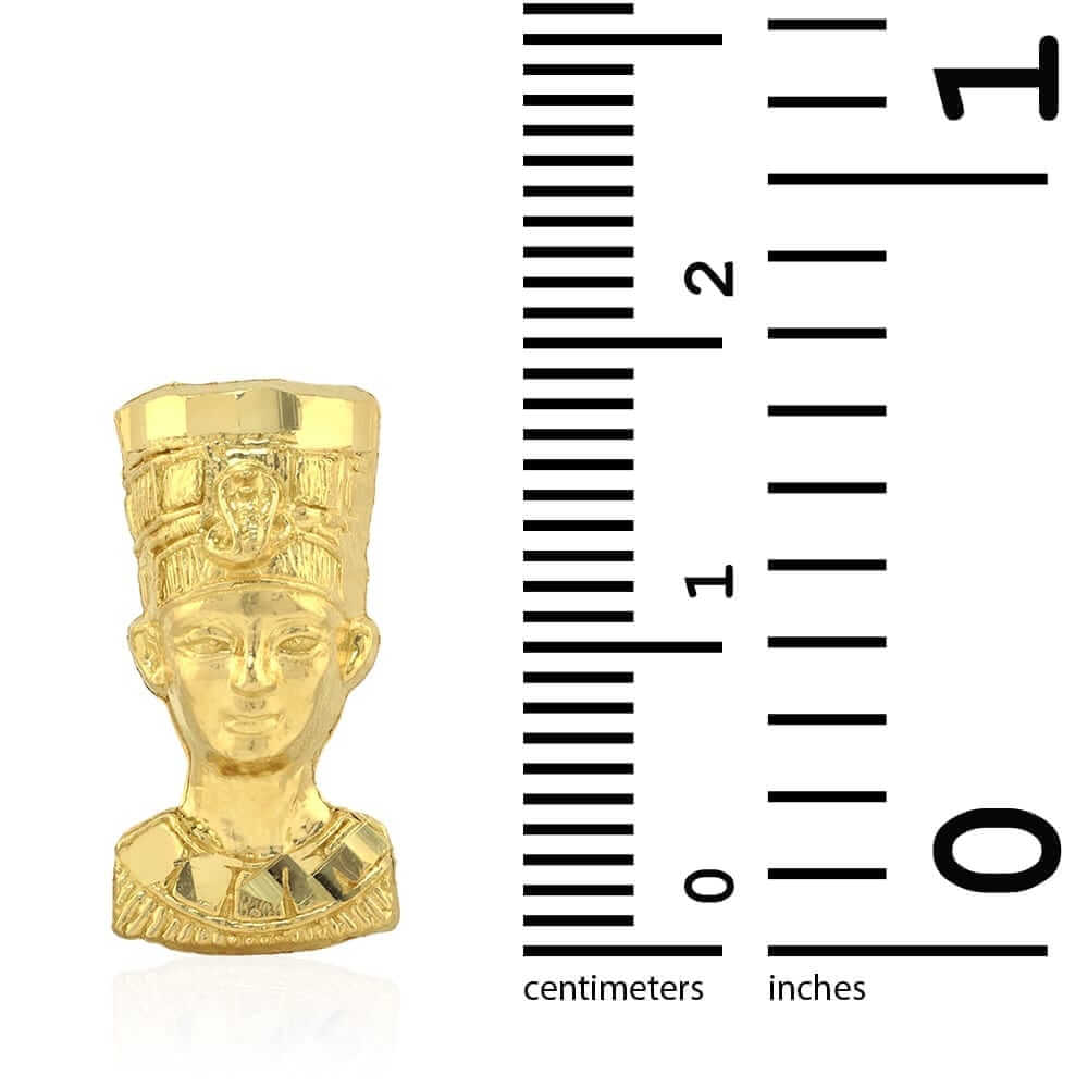 10k Yellow Gold Diamond-Cut Textured Nefertiti Head Pushback Stud Earrings