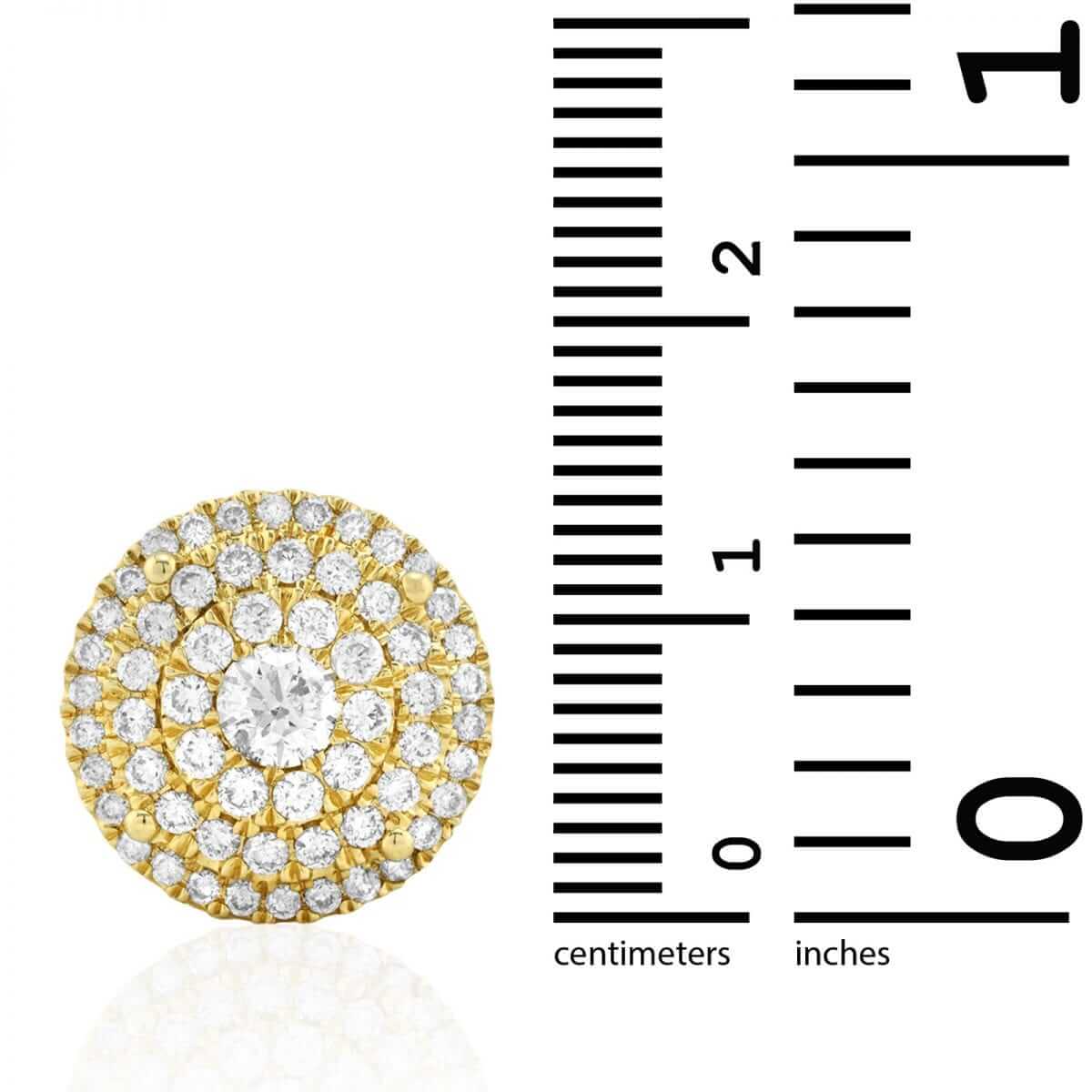 2.30 Ct Natural Diamond Round Cluster Stud Earrings 14k Yellow Gold Screw-Back