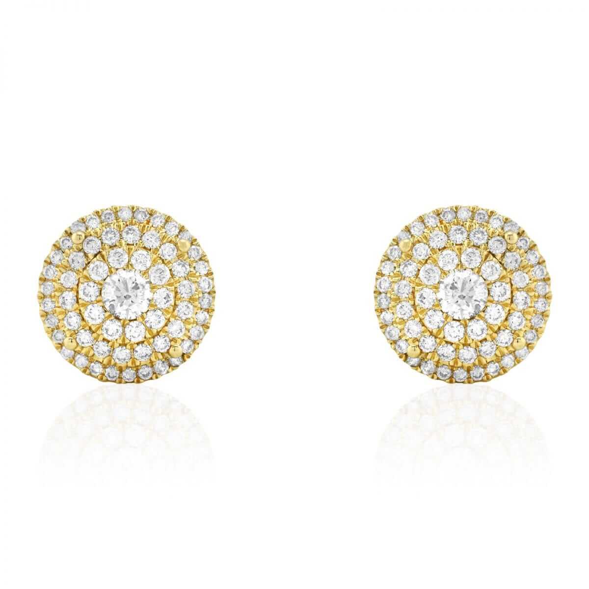 2.30 Ct Natural Diamond Round Cluster Stud Earrings 14k Yellow Gold Screw-Back