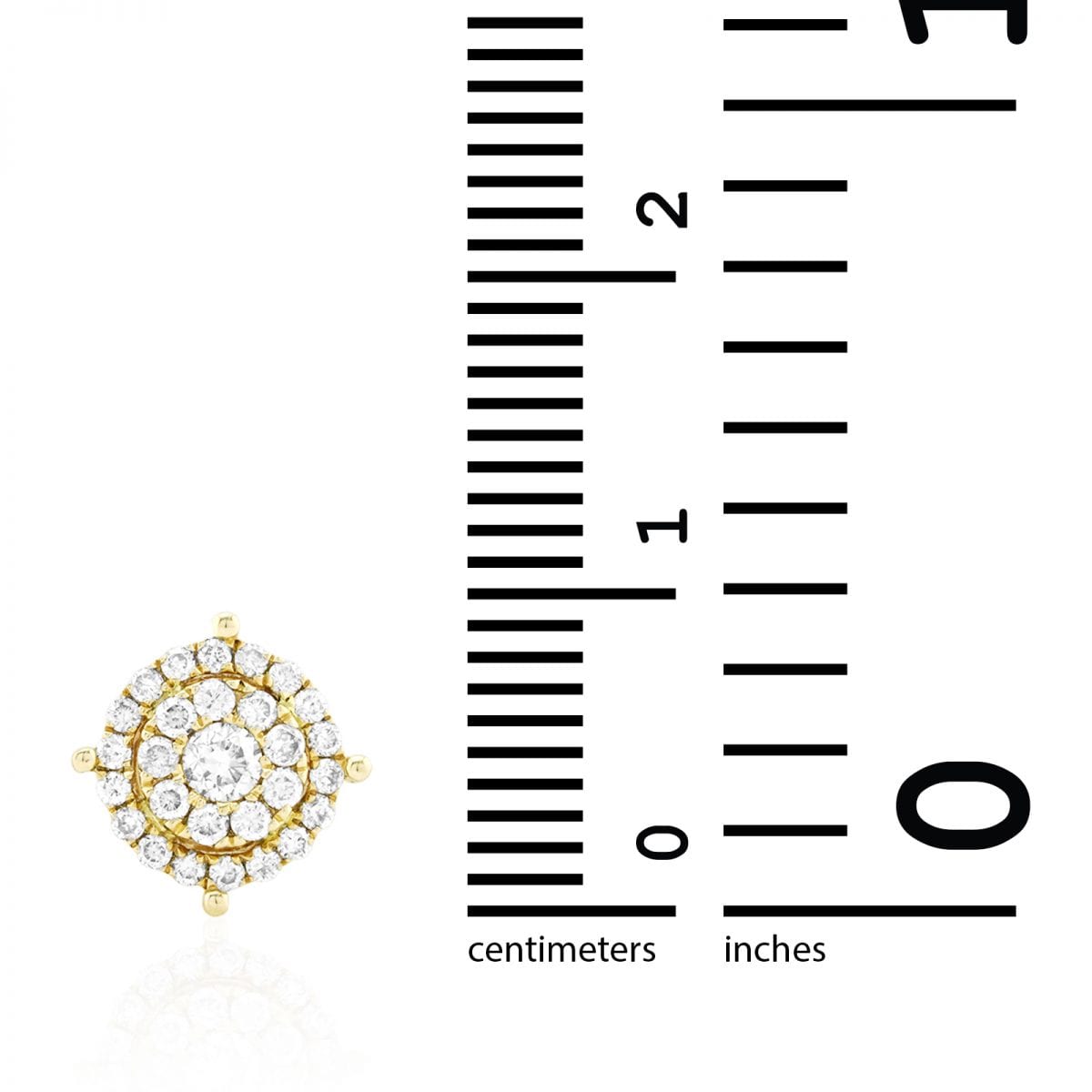 0.60Ct Real Diamond 14K Yellow Gold Studs Round Brilliant Cut Halo Cluster