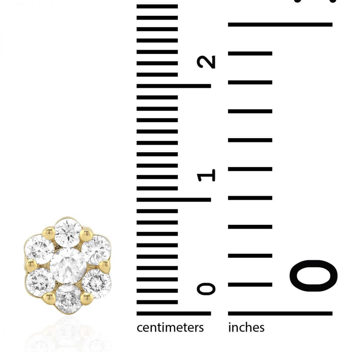 1.05Ct Natural Diamond 14k Yellow Gold Cluster Screw Back Stud Earrings 8mm