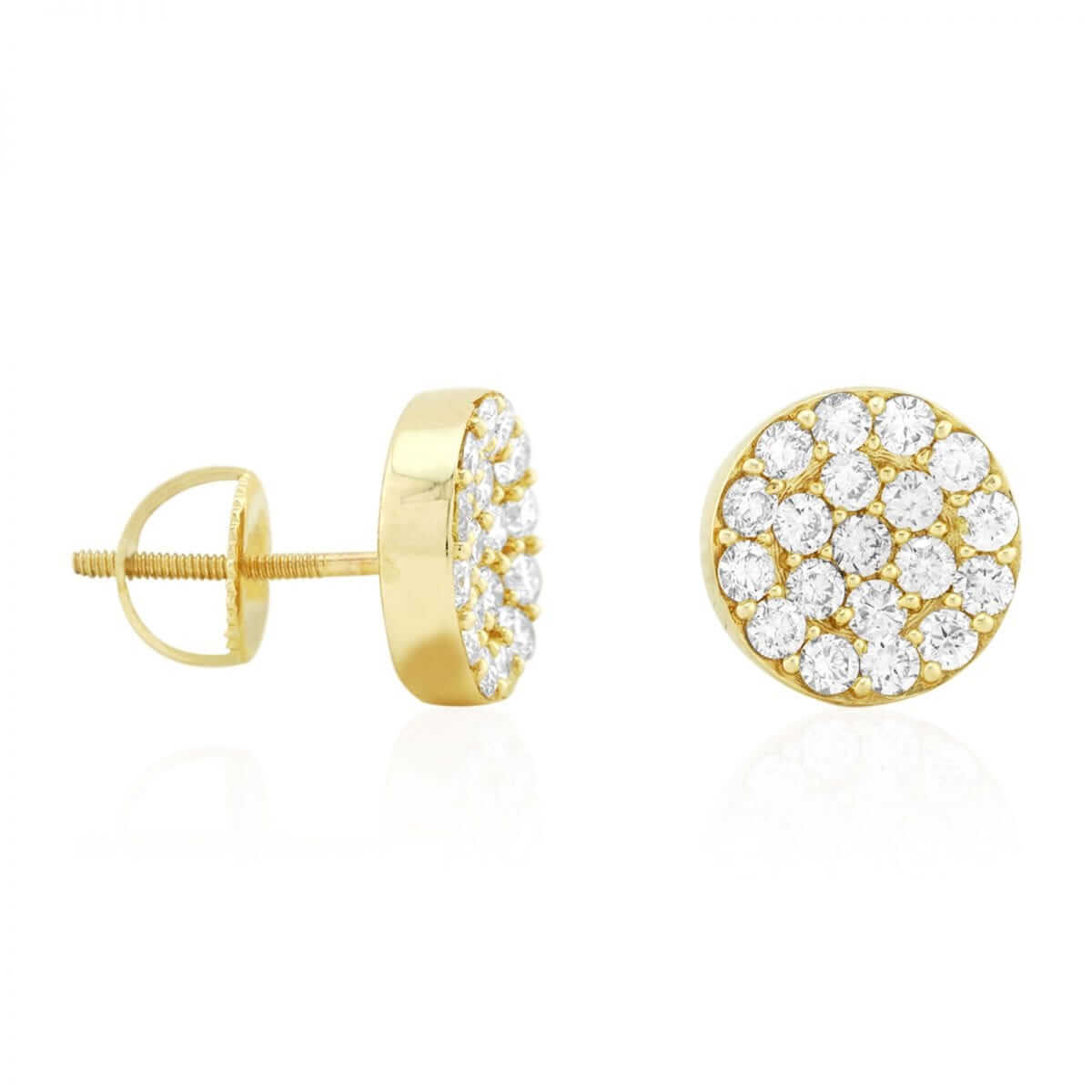 1.29Ct Natural Diamond 14k Yellow Gold Filigree Round Screwback Stud Earrings