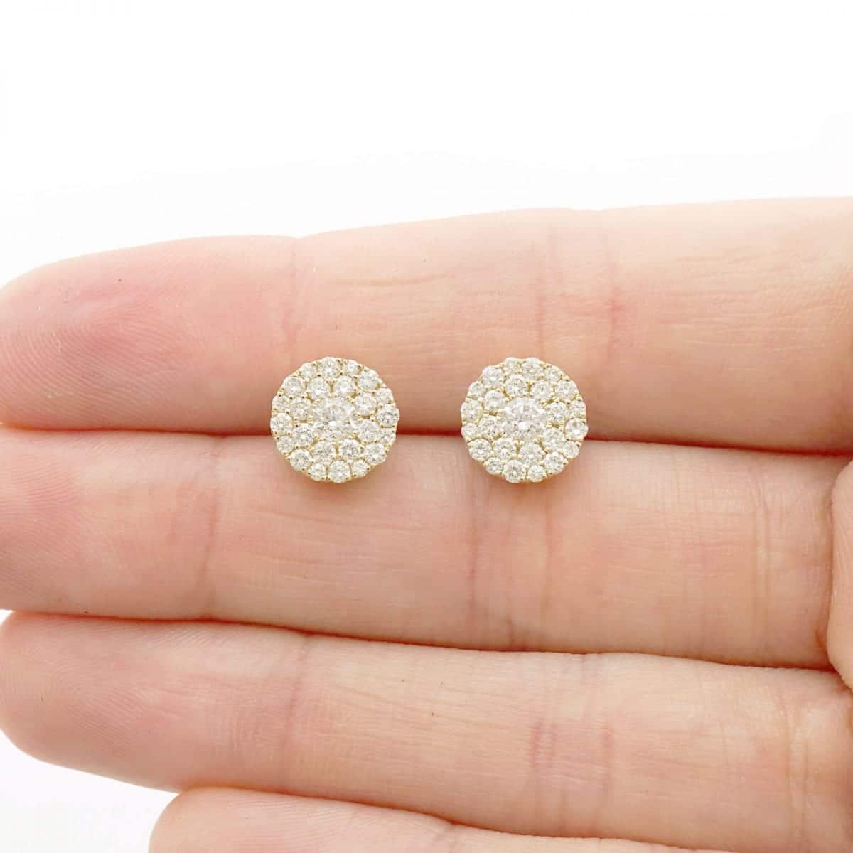 1.10Ct Real Diamond 14k Yellow Gold Filigree Round Screwback Stud Earrings