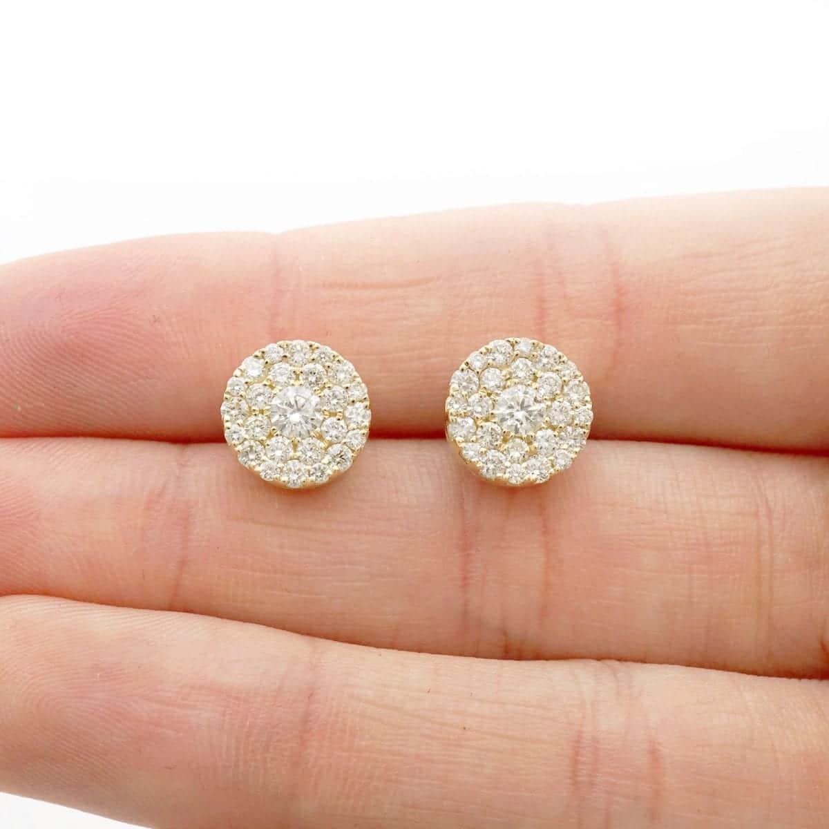 1.40Ct Real Diamond 14k Yellow Gold Filigree Round Screwback Stud Earrings