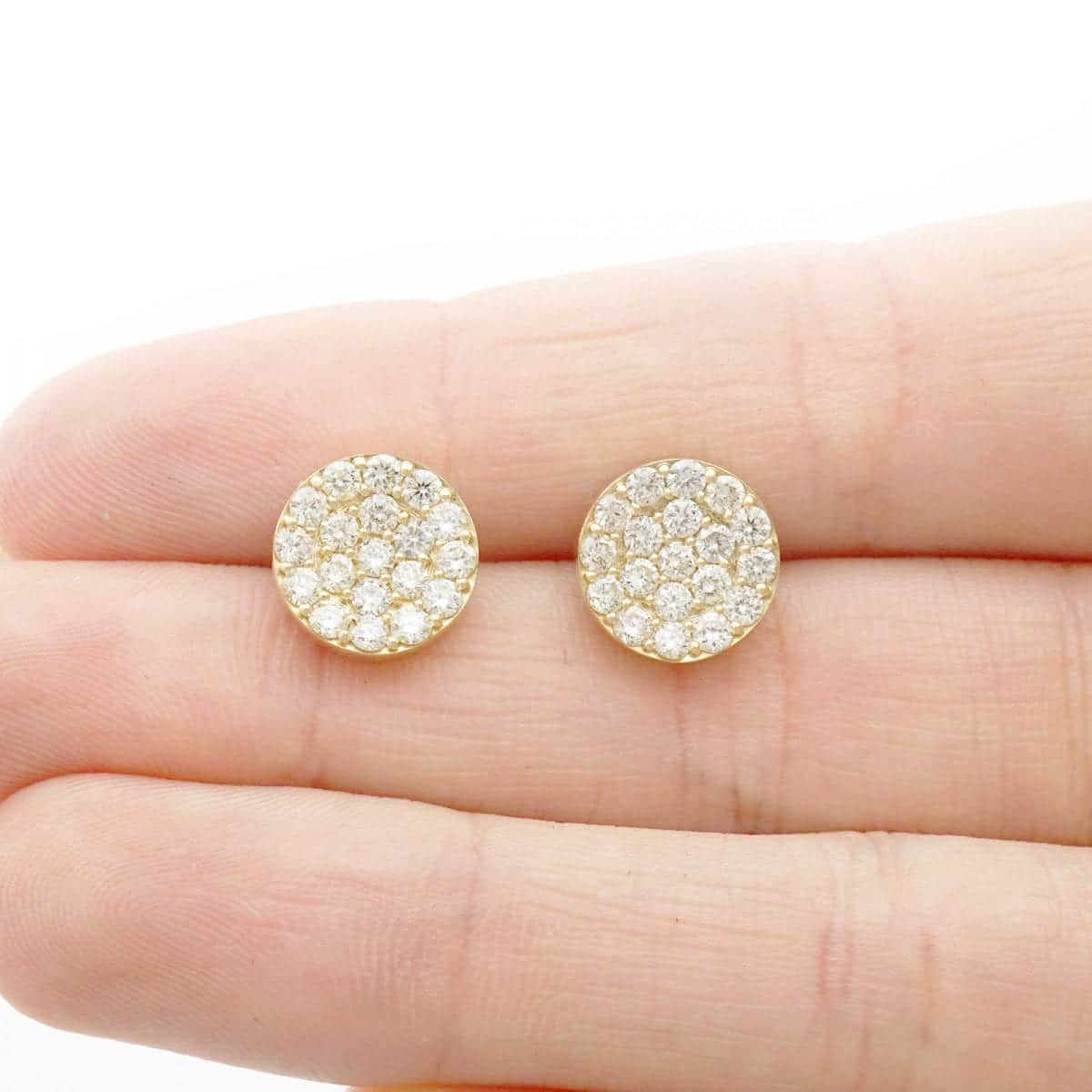 1.29Ct Real Diamond 14k Yellow Gold Filigree Round Screwback Stud Earrings
