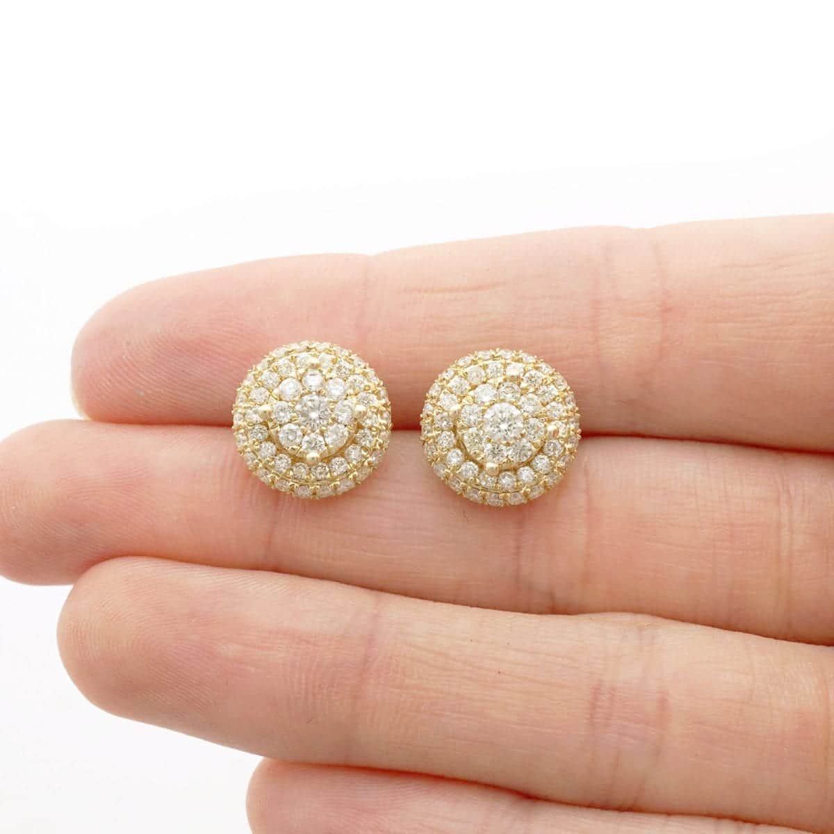 1.55Ct Real Diamond 14k Yellow Gold Round Jacket Screwback Stud Earrings