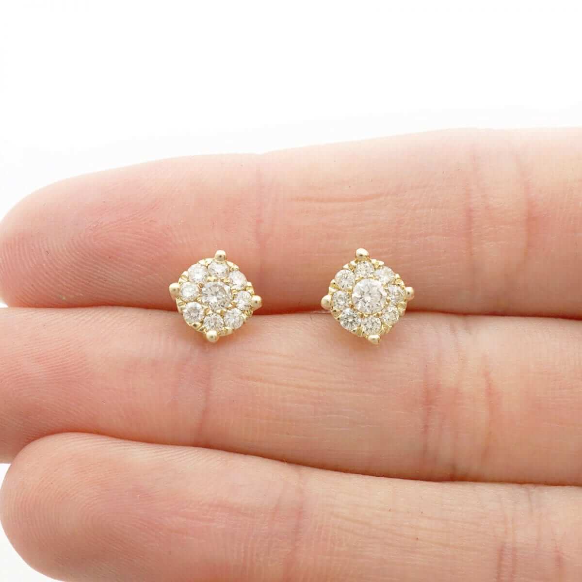 1.55Ct Natural Diamond 14k Yellow Gold Round Jacket Screwback Stud Earrings