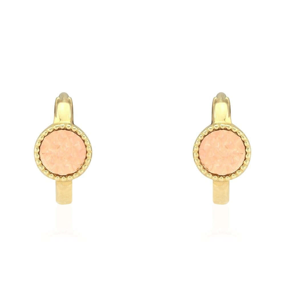 14k Yellow & Rose Gold Diamond-Cut Circle Milgrain Huggie Hoop Earrings