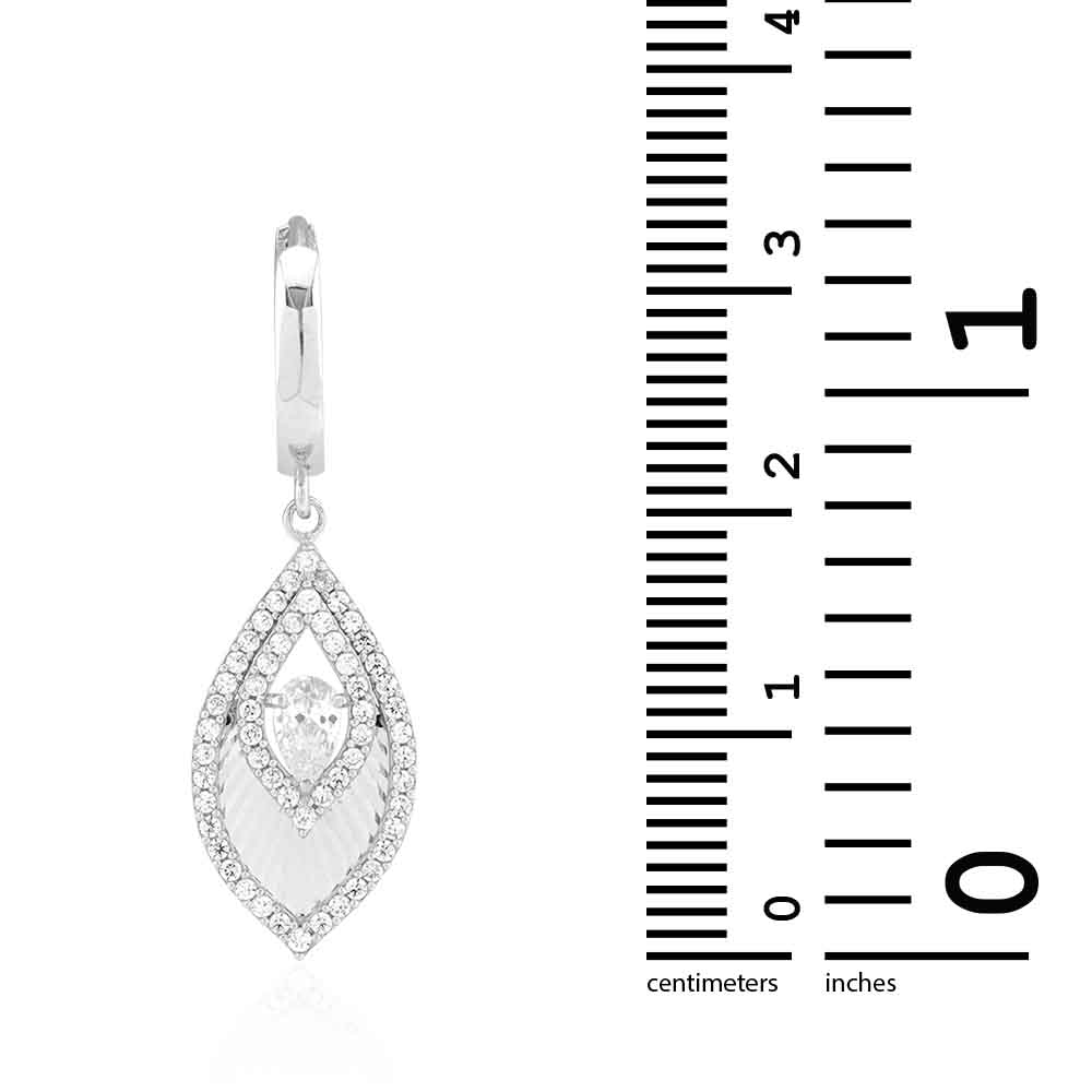 CZ 14k Yellow & White Gold Feather Huggie Hoop Earrings