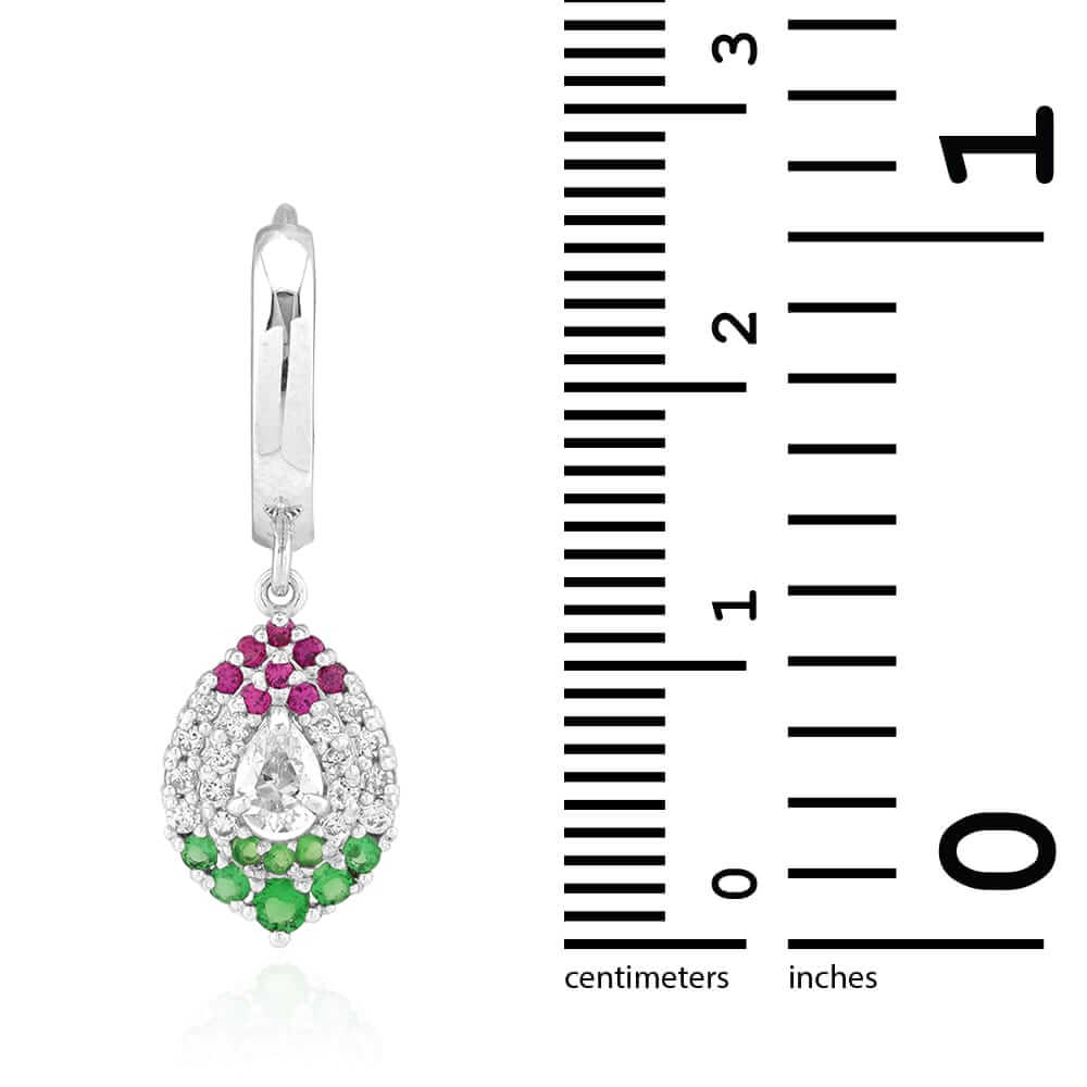 14k Yellow White Gold Multicolor CZ Huggie Hoop Earrings