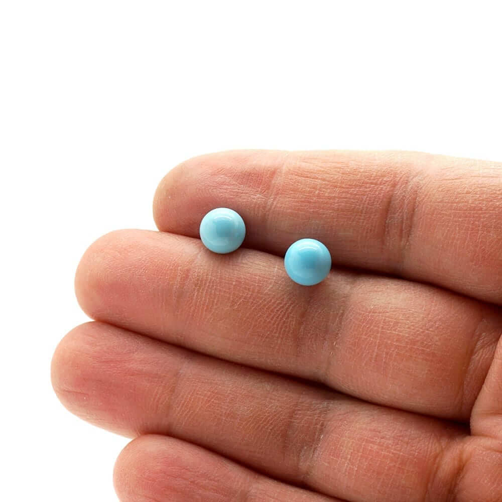 14k Yellow Gold Blue Turquoise Screw Back Ball Stud Earrings 3mm-8mm