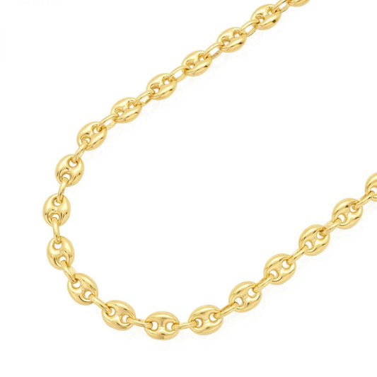 14K Yellow Gold 7mm Fancy Puffed Anchor Mariner Chain (Hollow) 18"-36"