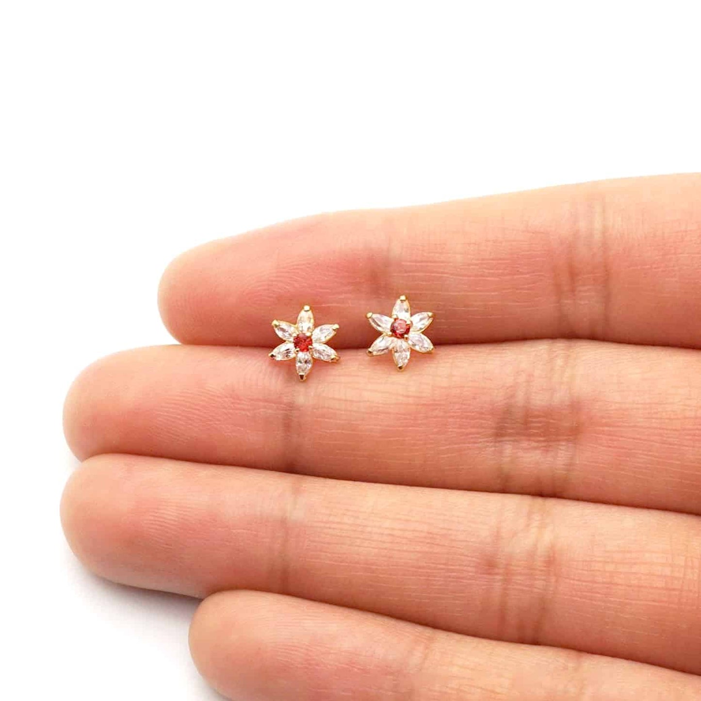 14k Yellow Gold Flower Marquise CZ Birthstone Stud Earrings 1.4Ct