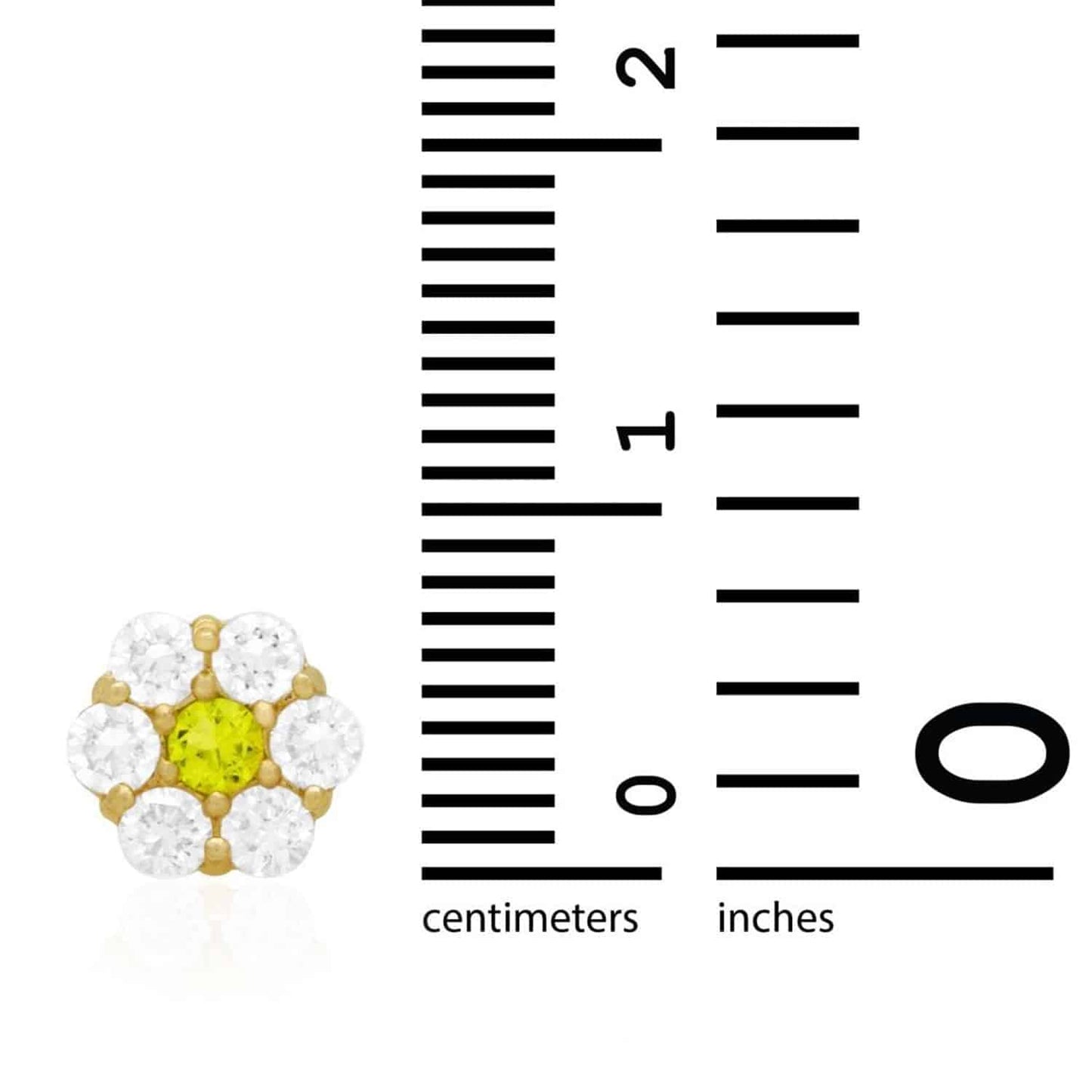 14K Real Gold Yellow Birthstone Flower Cluster Screw Back Stud Earrings 8mm