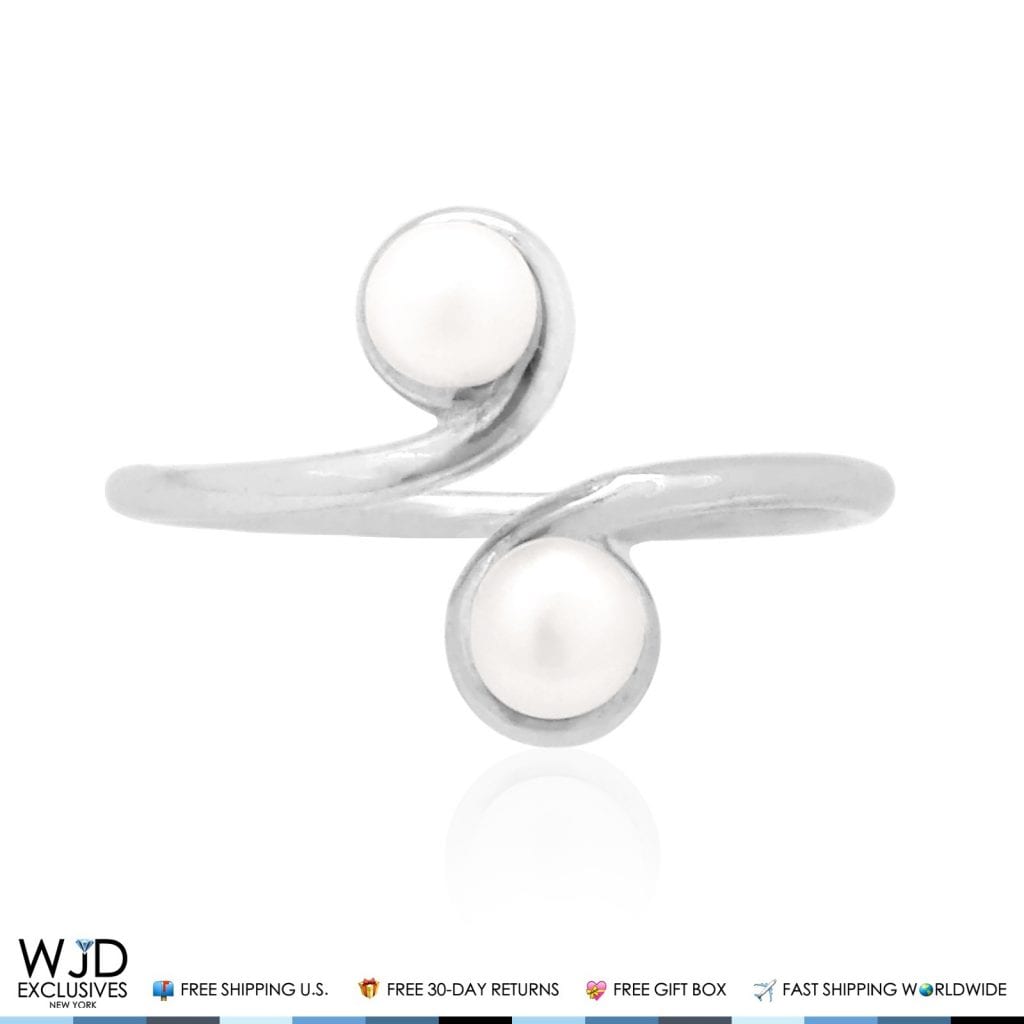 14k Real Gold Yellow White Midi Knuckle Ring Genuine Cultured Freshwater Pearl