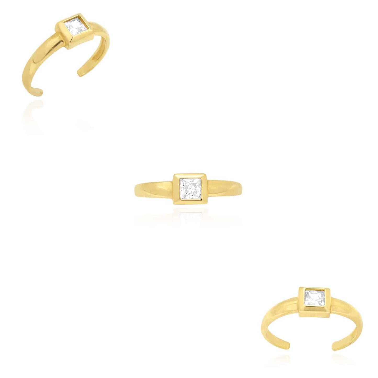 14k Yellow White Gold Bezel Set Princess Cut Simulated White Diamond Toe Ring