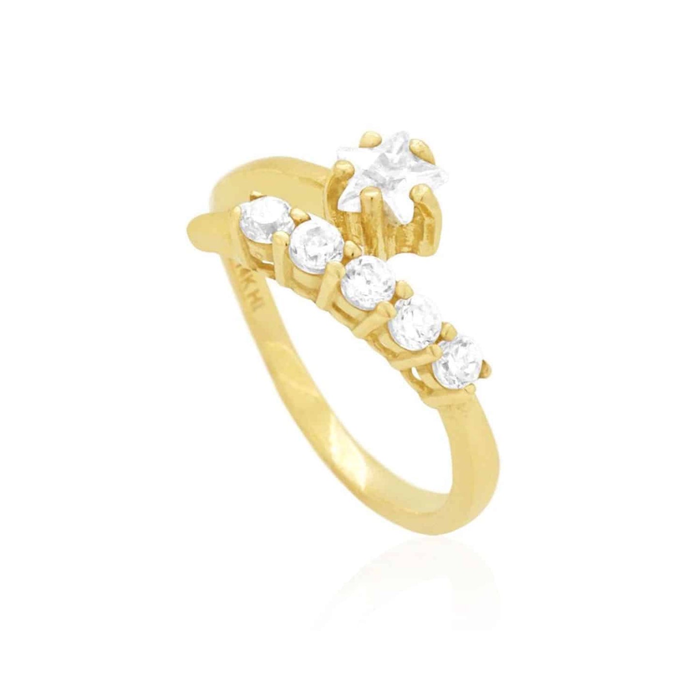 14k Gold Yellow White Midi Knuckle Simulated White Diamond Star Ring 0.50Ct