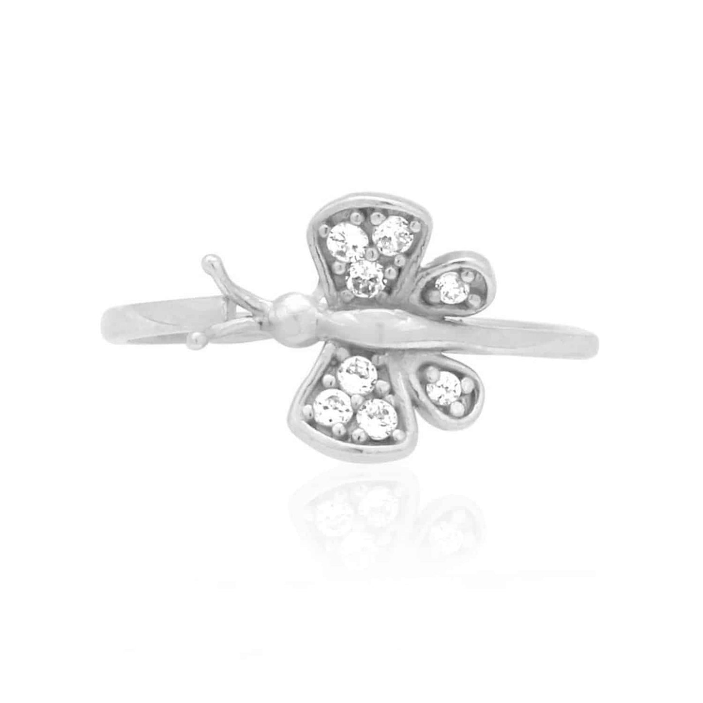 14k Gold Yellow White Simulated White Diamond Butterfly Midi Knuckle Ring 0.30Ct