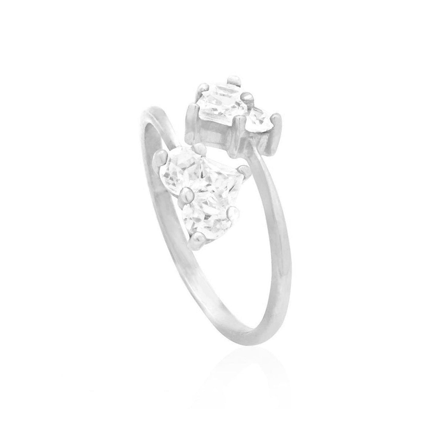 14k Yellow & White Gold CZ Heart Shaped Midi Knuckle Ring 0.50Ct