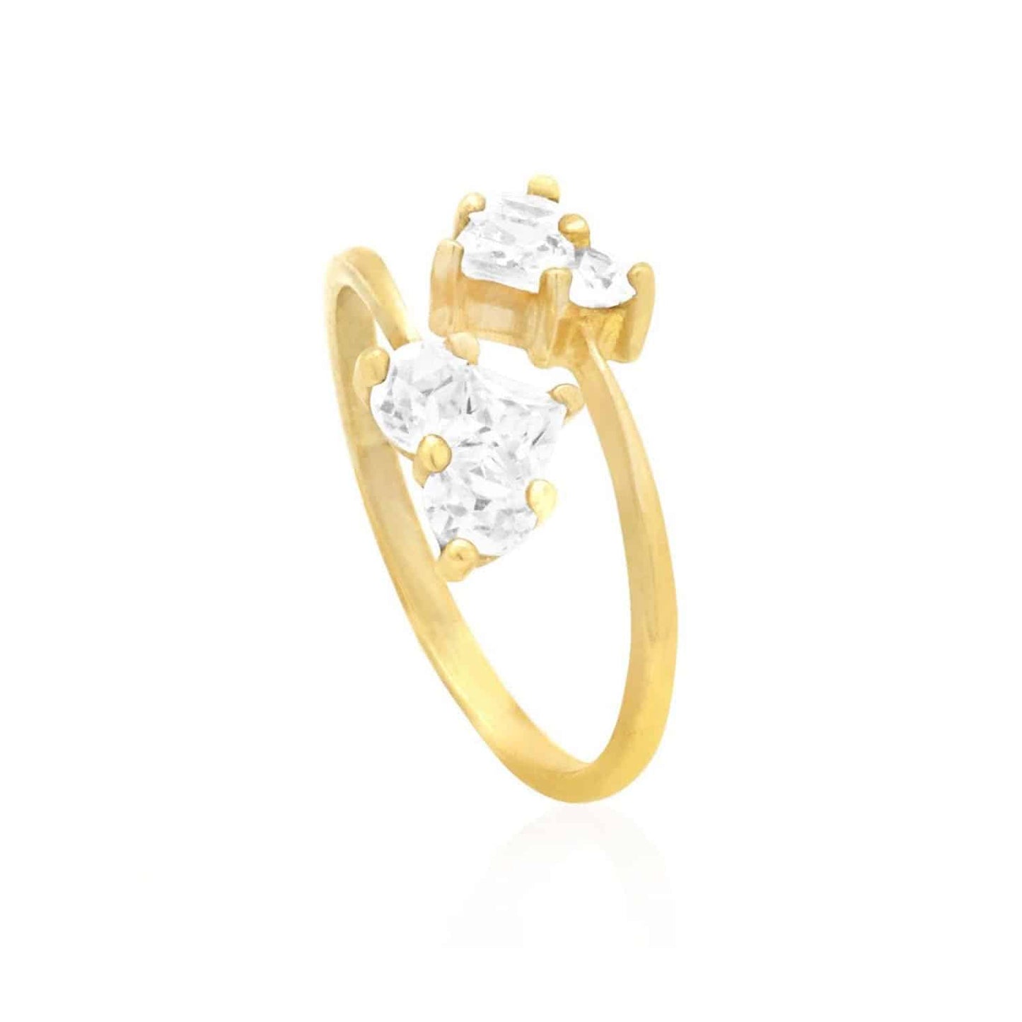 14k Yellow & White Gold CZ Heart Shaped Midi Knuckle Ring 0.50Ct