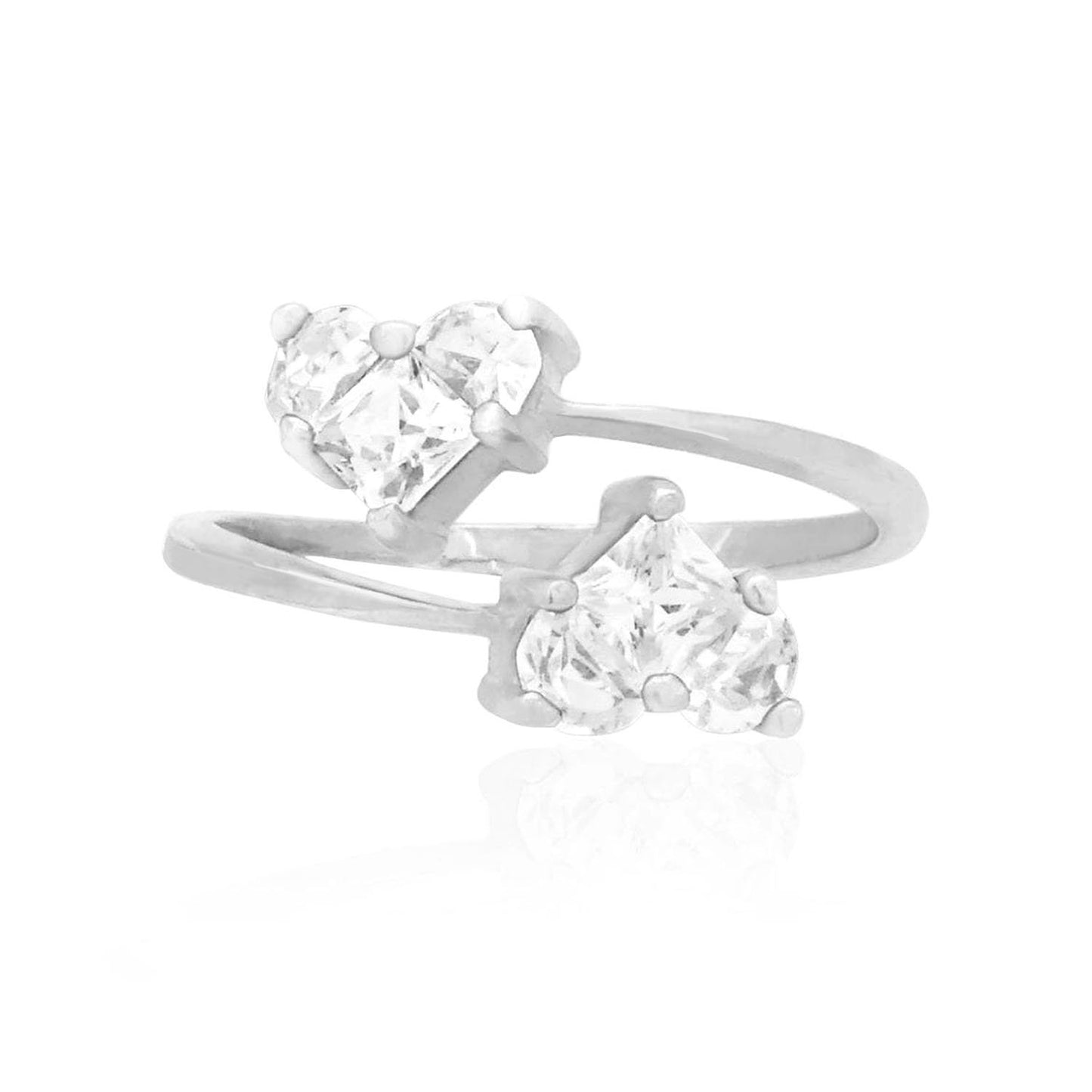 14k Yellow & White Gold CZ Heart Shaped Midi Knuckle Ring 0.50Ct