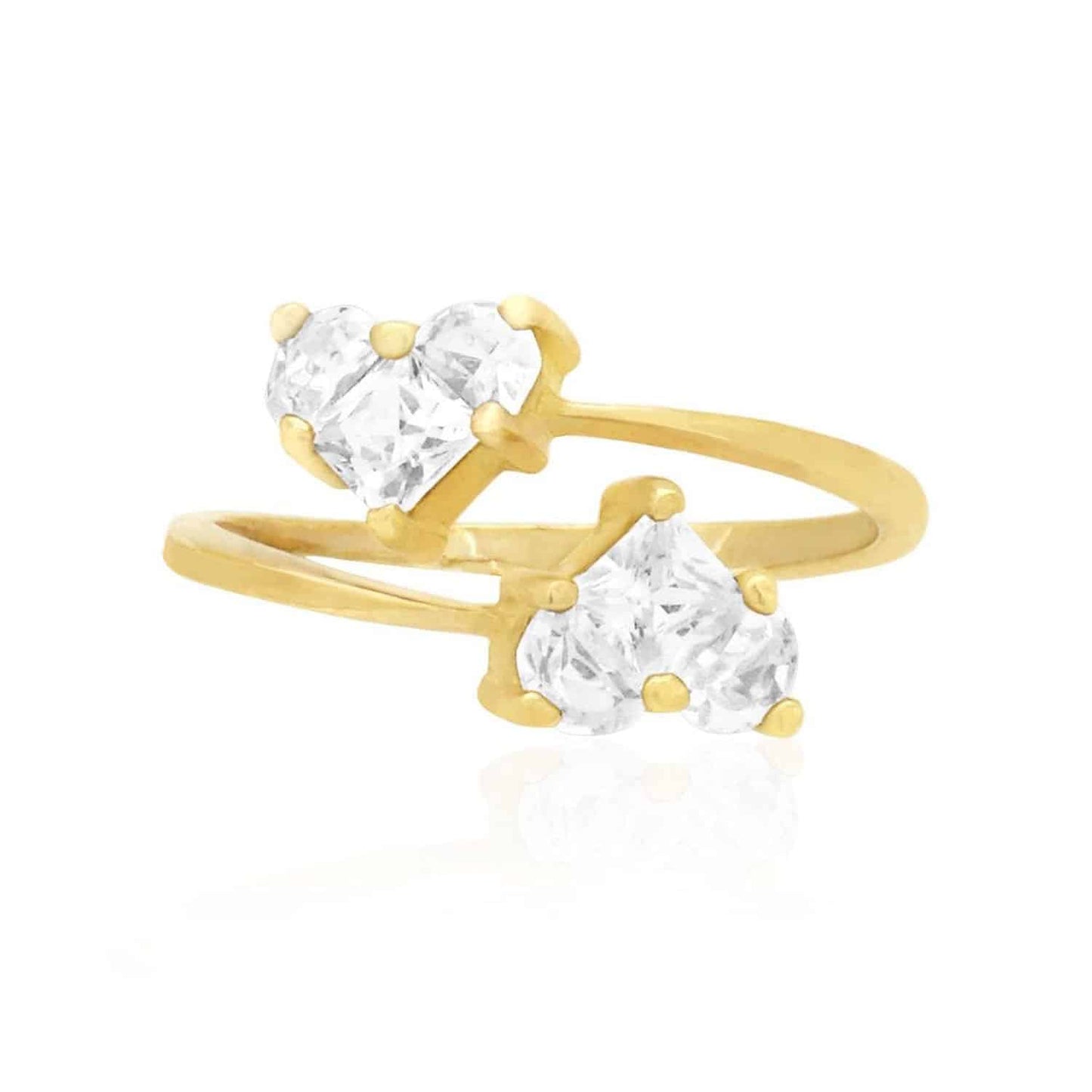 14k Yellow & White Gold CZ Heart Shaped Midi Knuckle Ring 0.50Ct