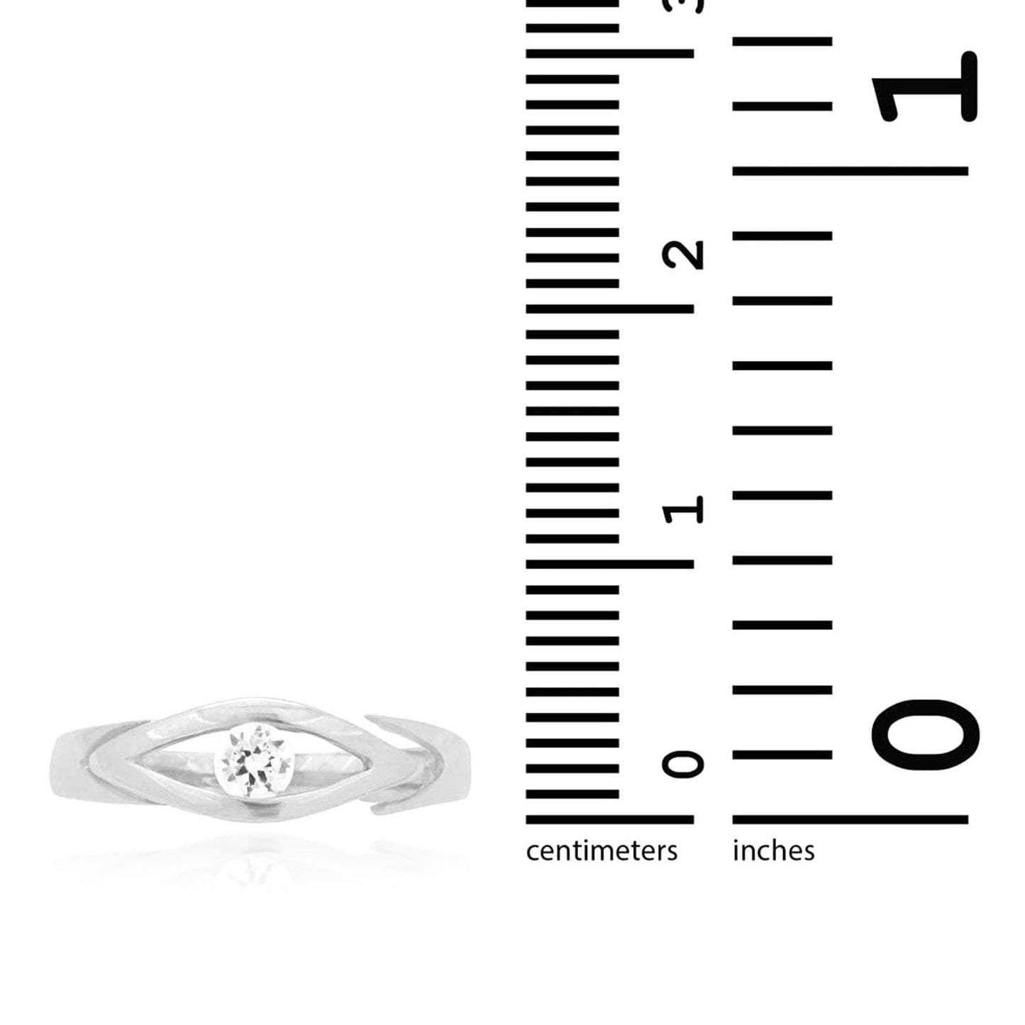 14K Yellow Gold & White CZ Evil Eye Midi Knuckle Ring 0.15Ct