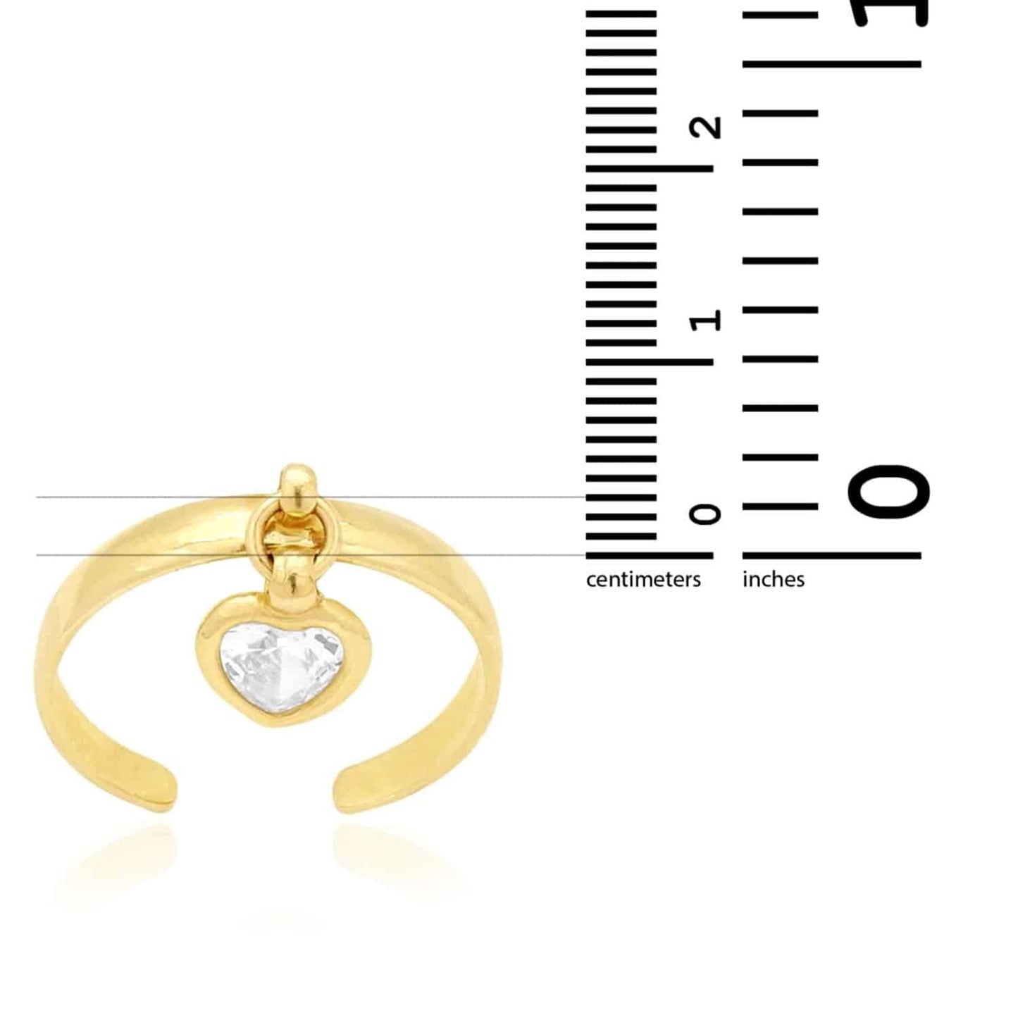 14k Gold Yellow & White Dangle Bezel Set Heart Shaped CZ Toe Ring