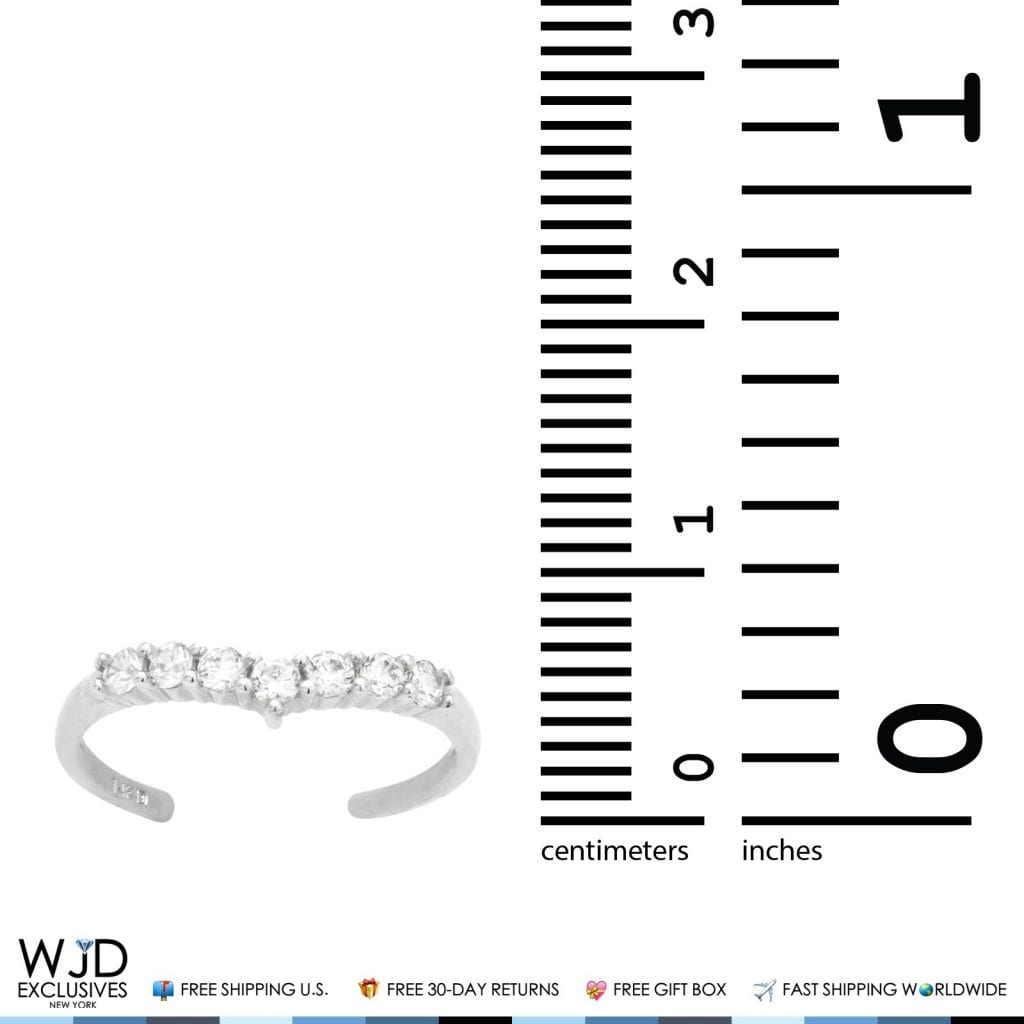 14k Gold Yellow White Round Cut 0.40Ct CZ Fancy Toe Ring