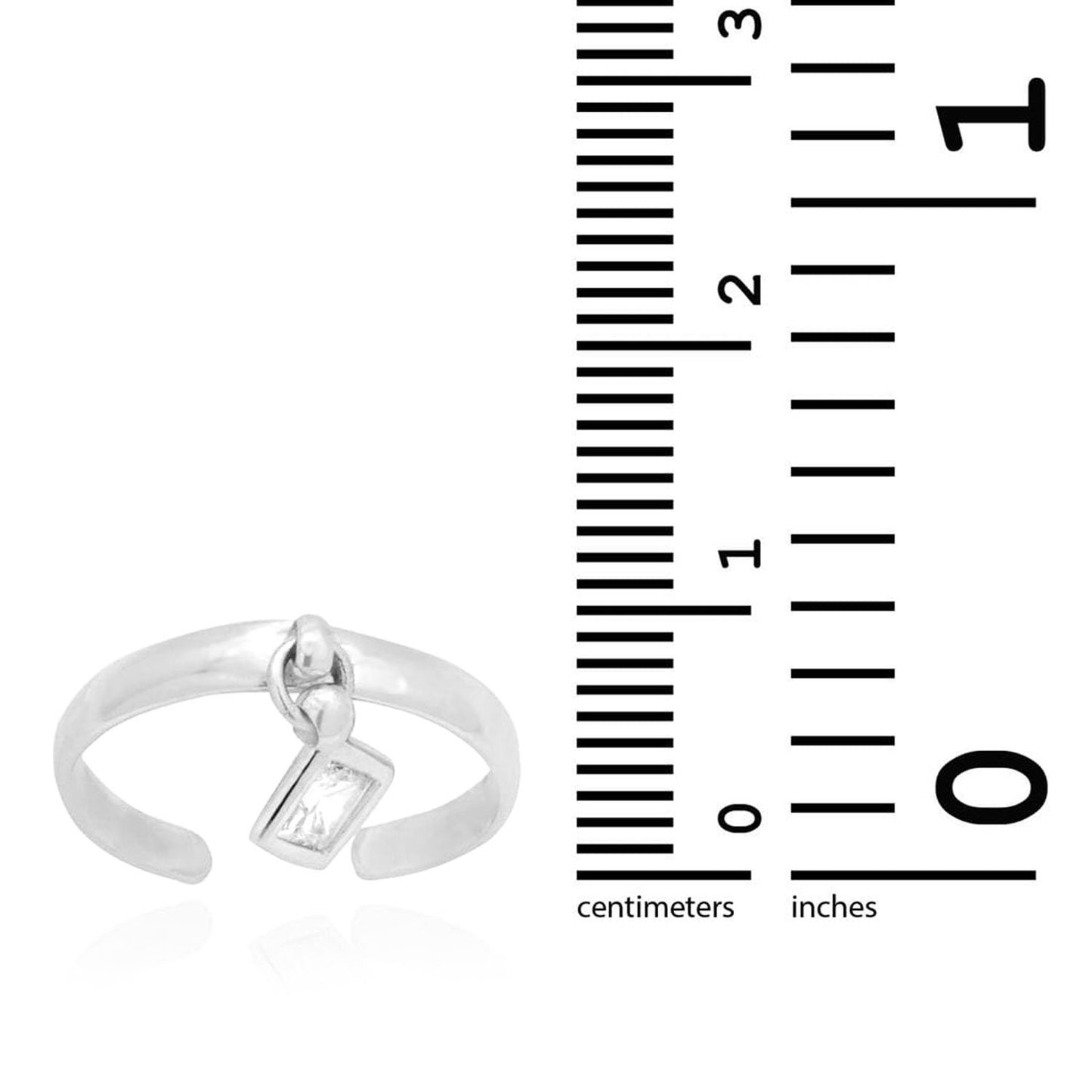 14k Gold Yellow & White Dangle Bezel Set Princess Cut CZ Toe Ring
