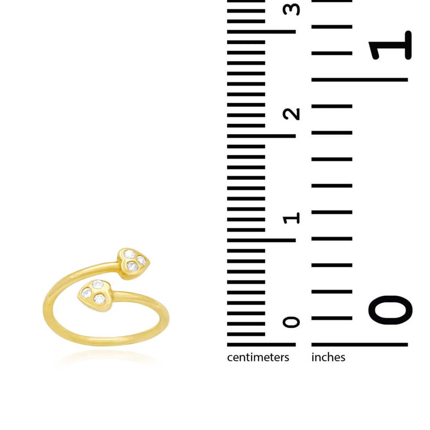 14k Gold Yellow White Round Cut CZ Heart Midi Knuckle Ring 0.15Ct