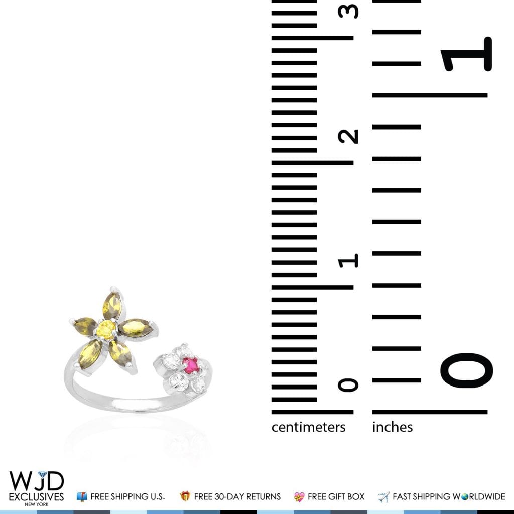 14k Real Gold Yellow White Gemstone Ruby Flower Midi Knuckle Ring 1.80Ct