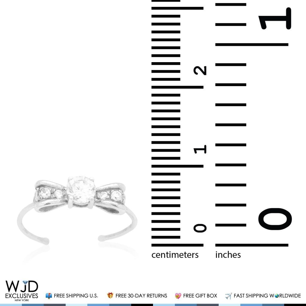 14k Gold Yellow White Round Cut Simulated White Diamond Bow Tie Toe Ring 0.30Ct