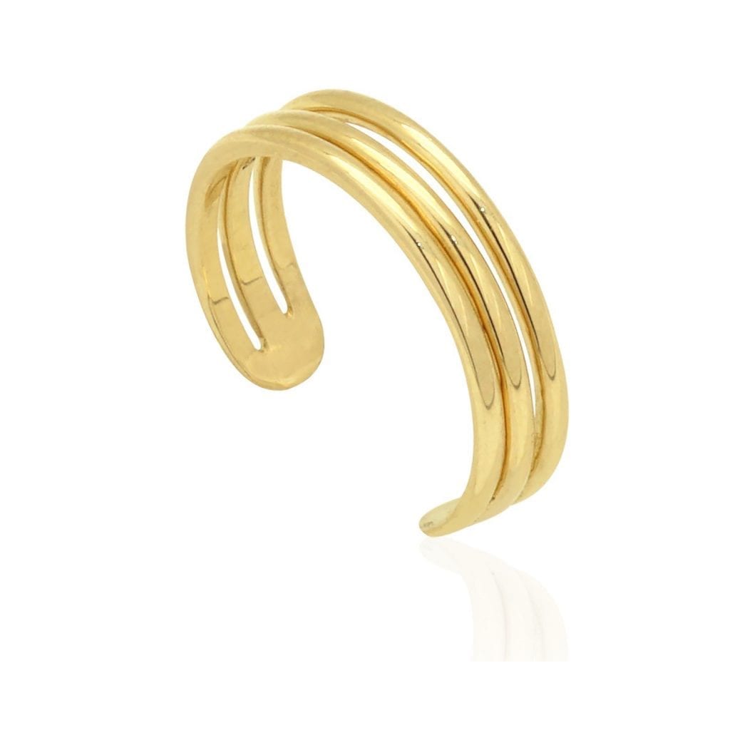 14k Gold Yellow White Three Wire Fancy Toe Ring