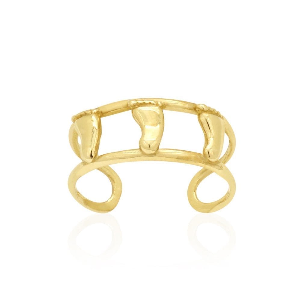 14k Gold Yellow & White Feet Toe Ring Size 3 (adjustable)