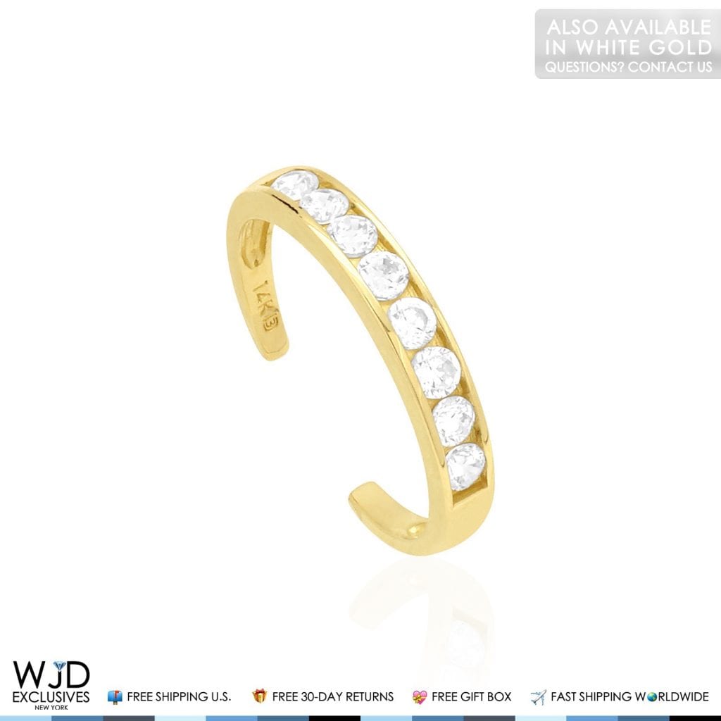 14k Gold Yellow White Round Cut Simulated White Diamond Fancy Toe Ring 0.40Ct