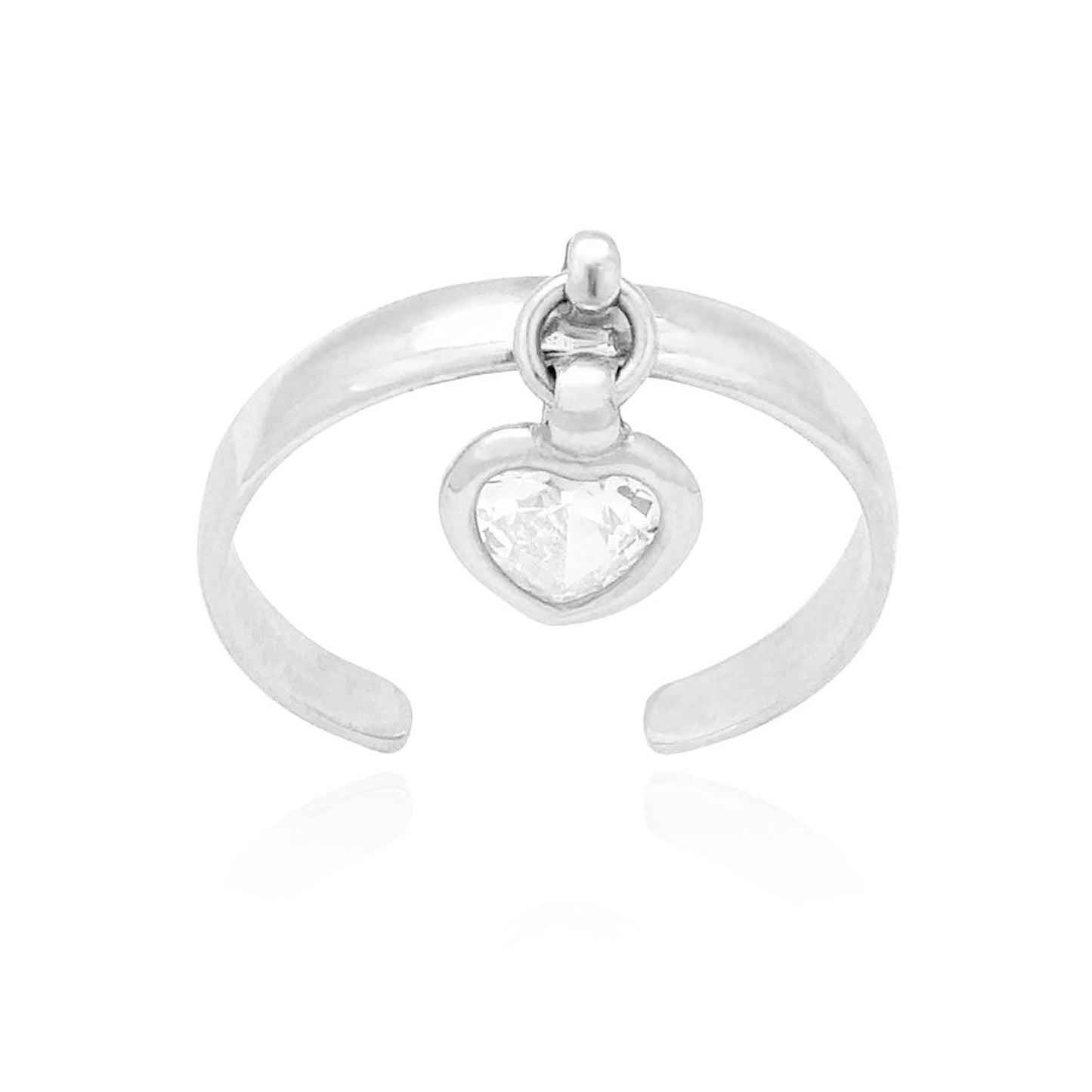 14k Gold Yellow & White Dangle Bezel Set Heart Shaped CZ Toe Ring