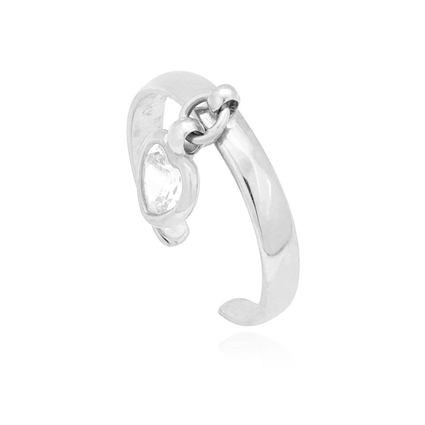 14k Gold Yellow & White Dangle Bezel Set Heart Shaped CZ Toe Ring