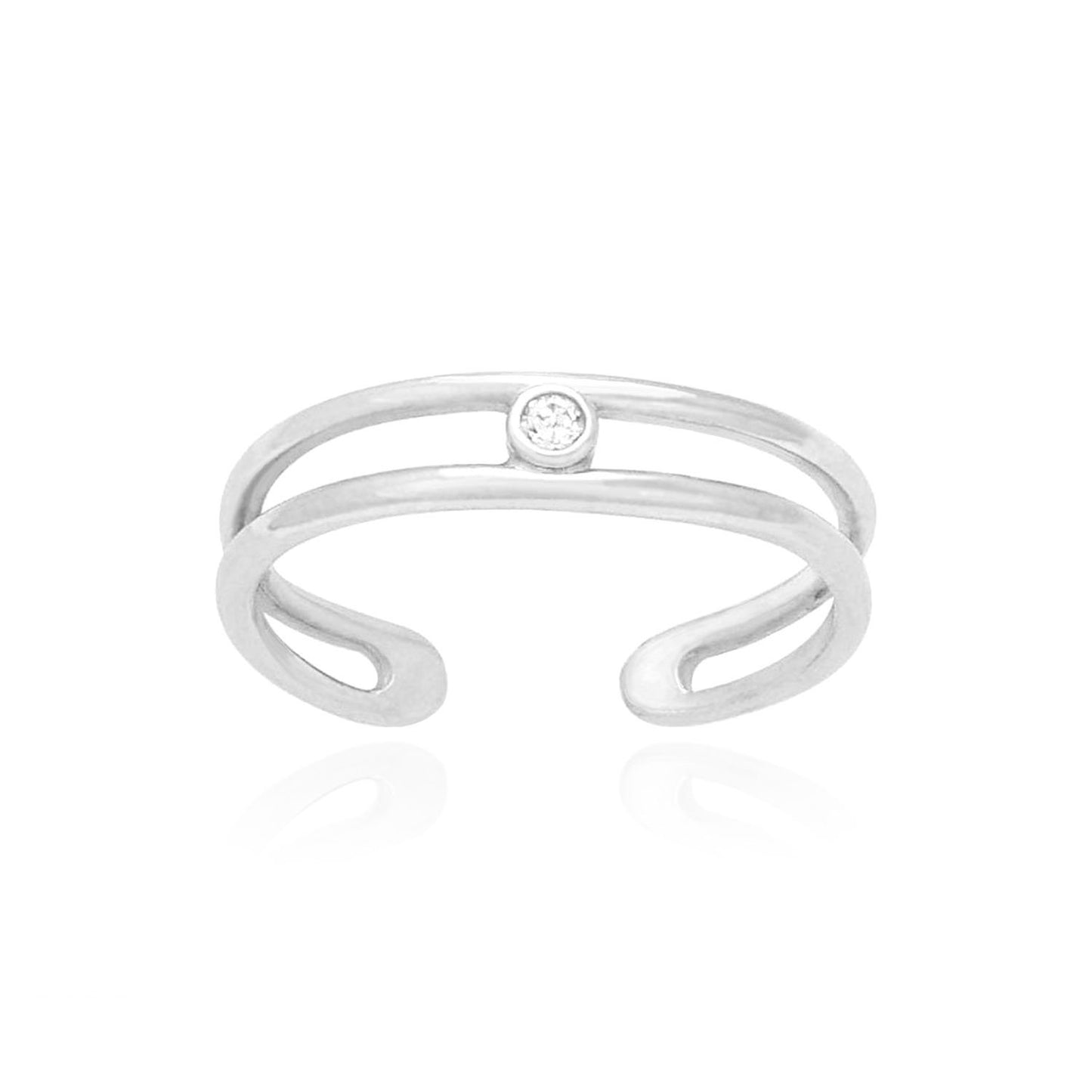 0.05CTW CZ 14k Gold Yellow White Bezel Fancy Toe Ring
