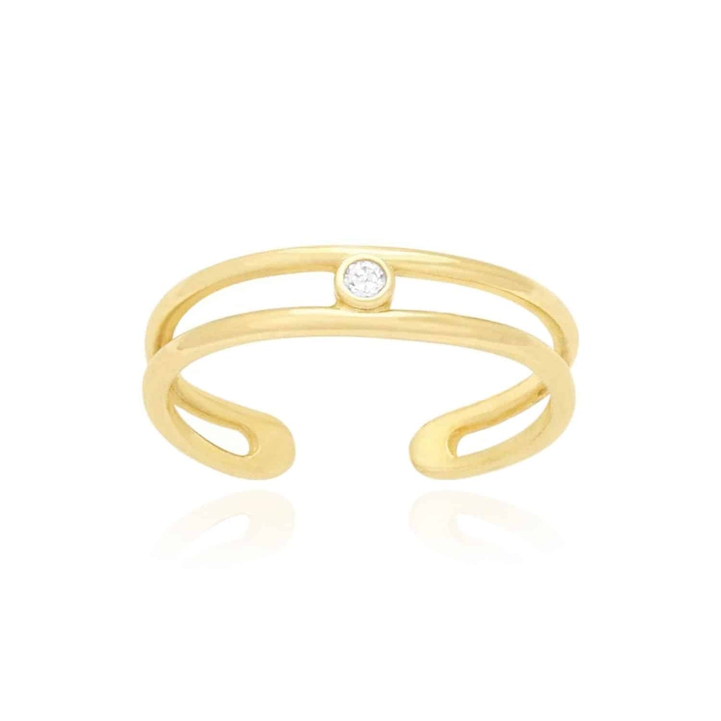0.05CTW CZ 14k Gold Yellow White Bezel Fancy Toe Ring